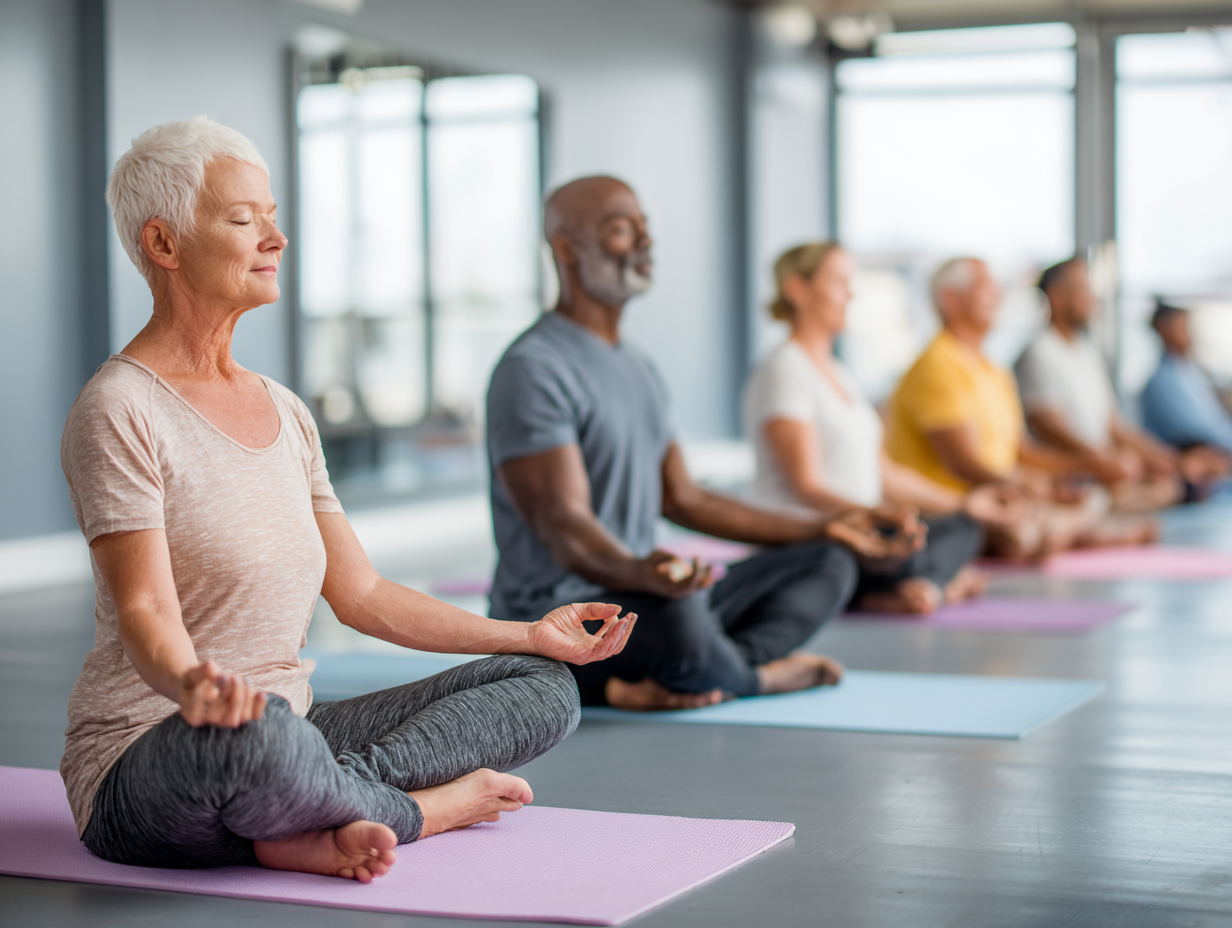 Жінка практикує йогу в спокійному середовищі