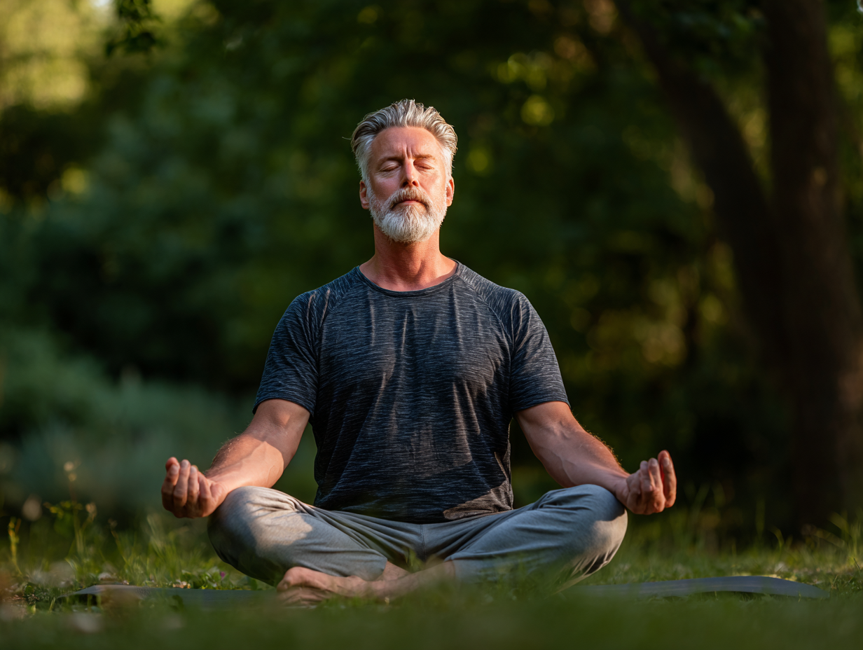 Група людей різного віку практикує йогу в студії